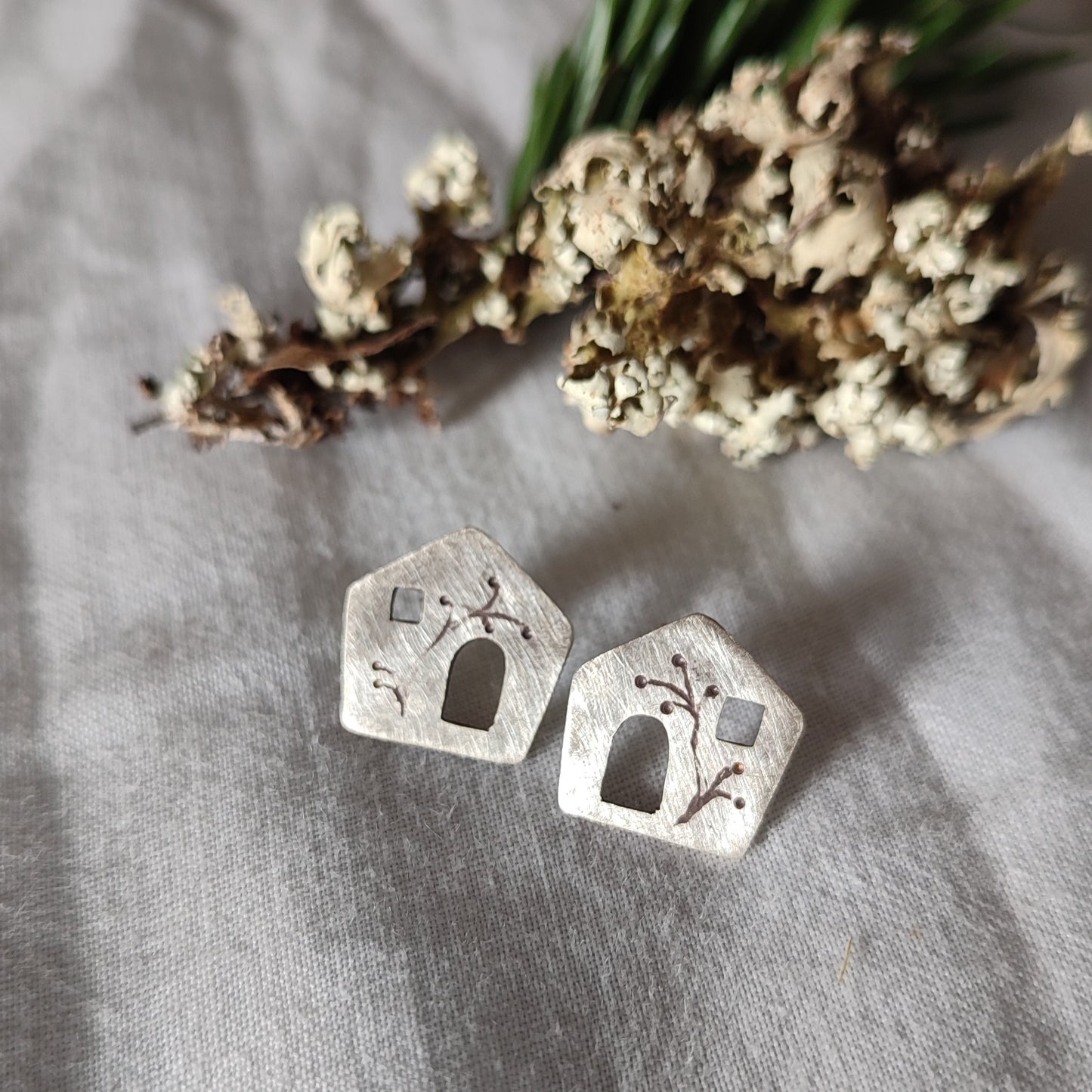 Mini house earrings
