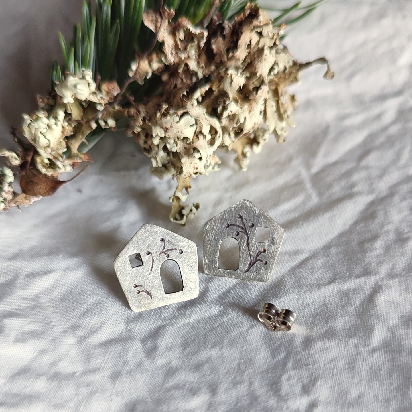 Mini house earrings