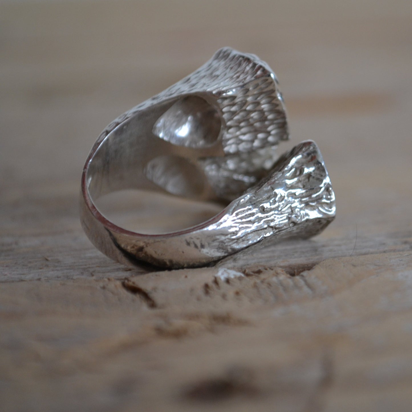 Recycled silver ring with orange-yellow sapphires
