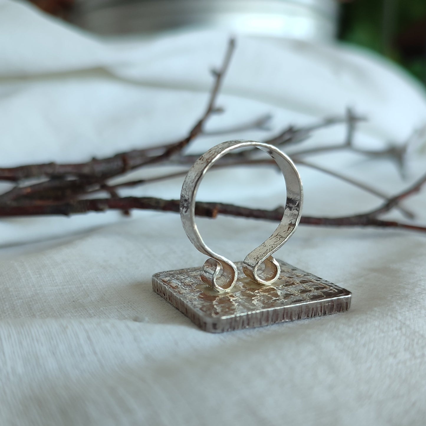 Silver square ring