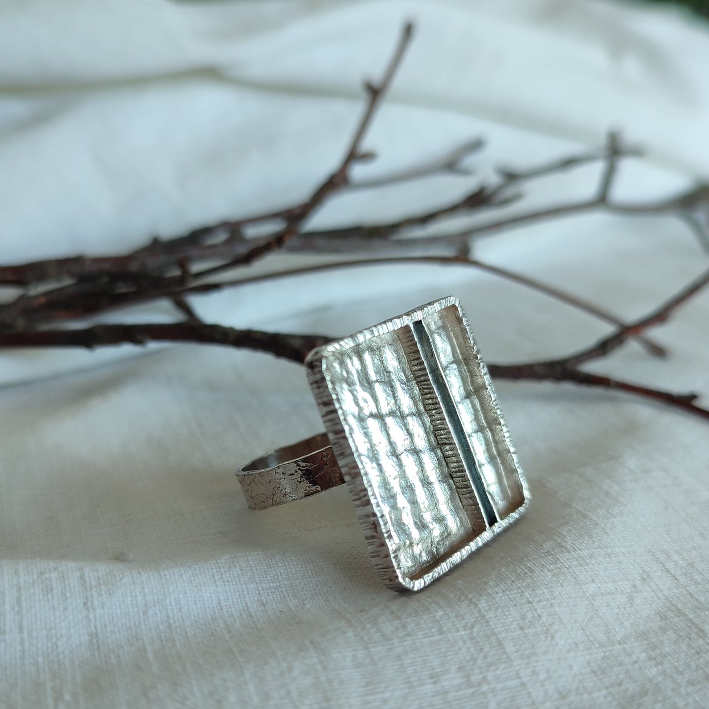 Silver square ring