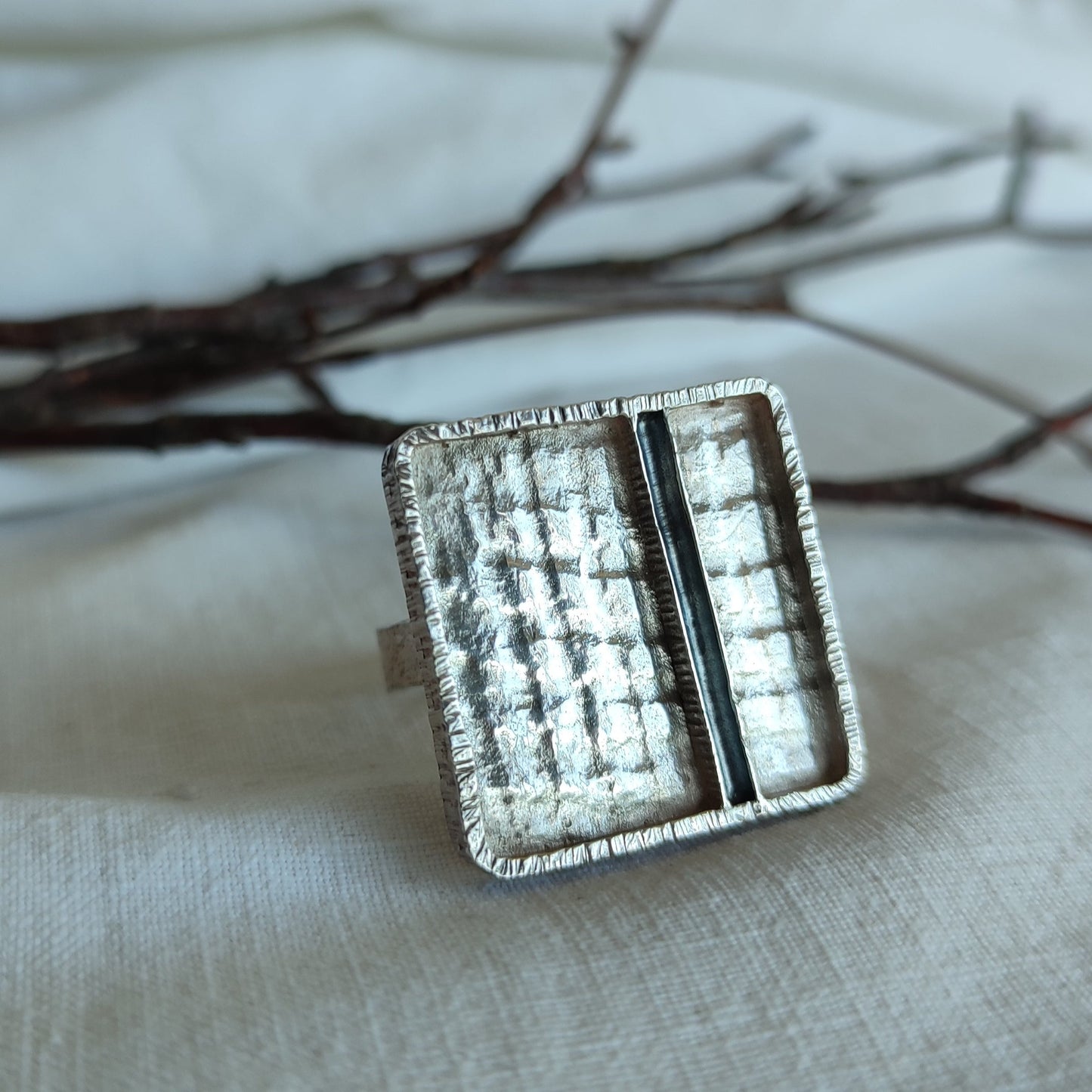 Silver square ring