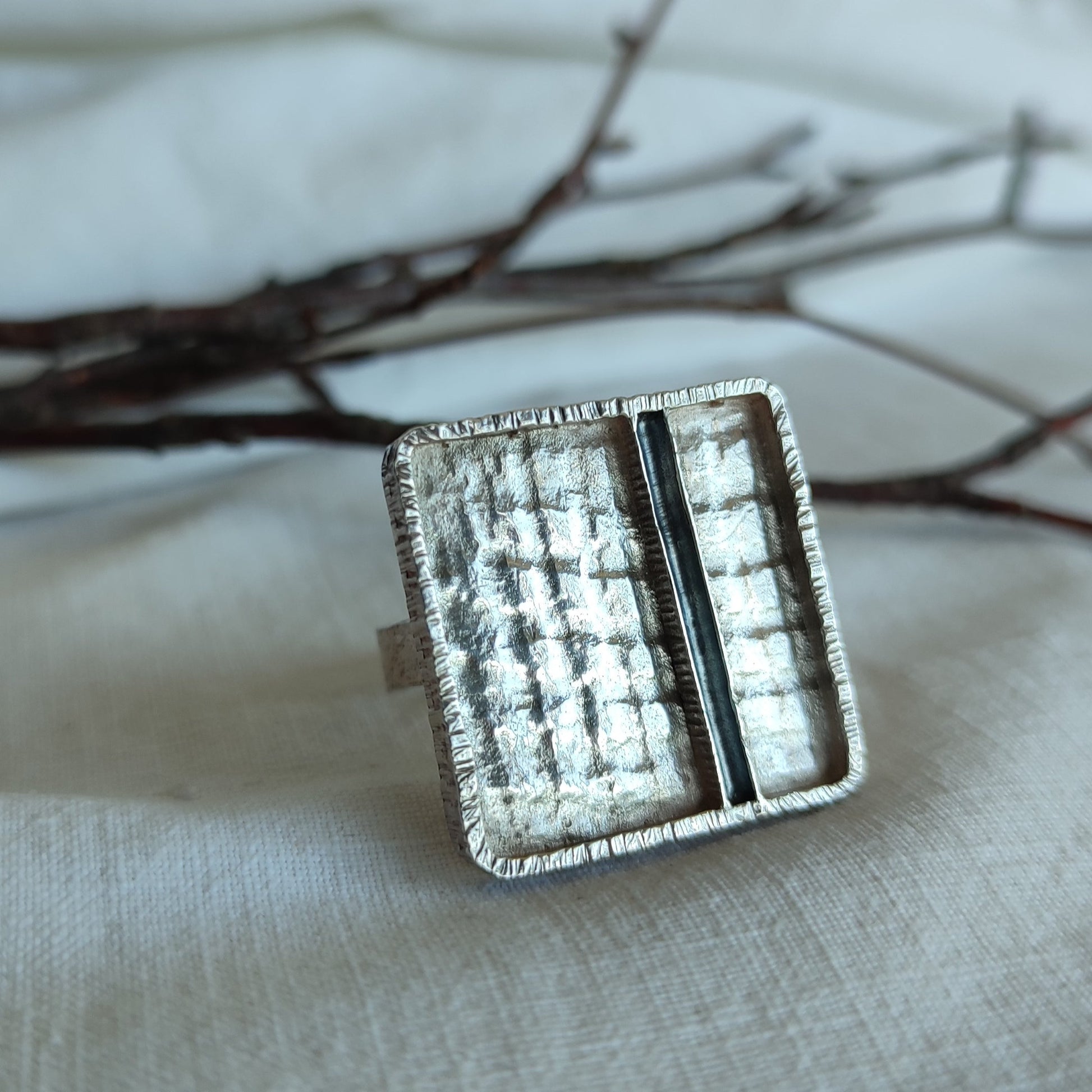 Silver square ring