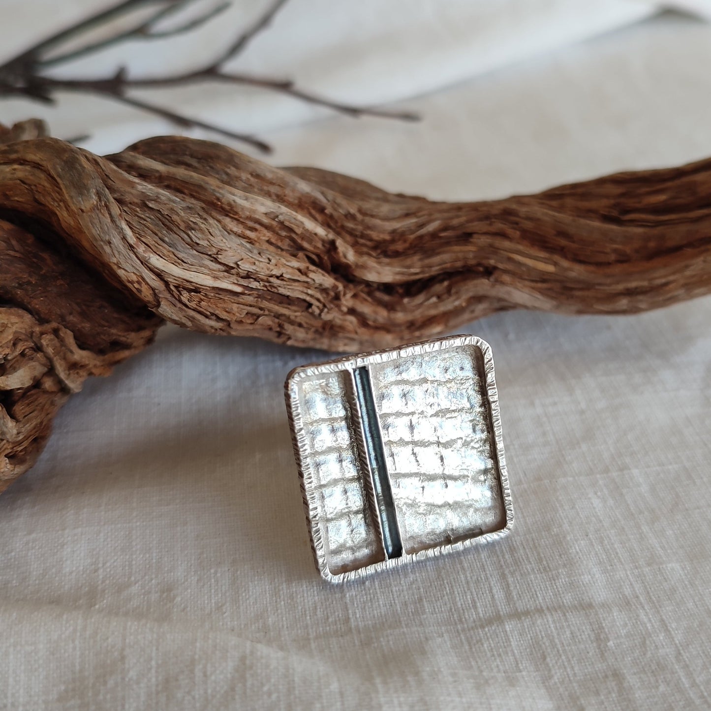 Silver square ring