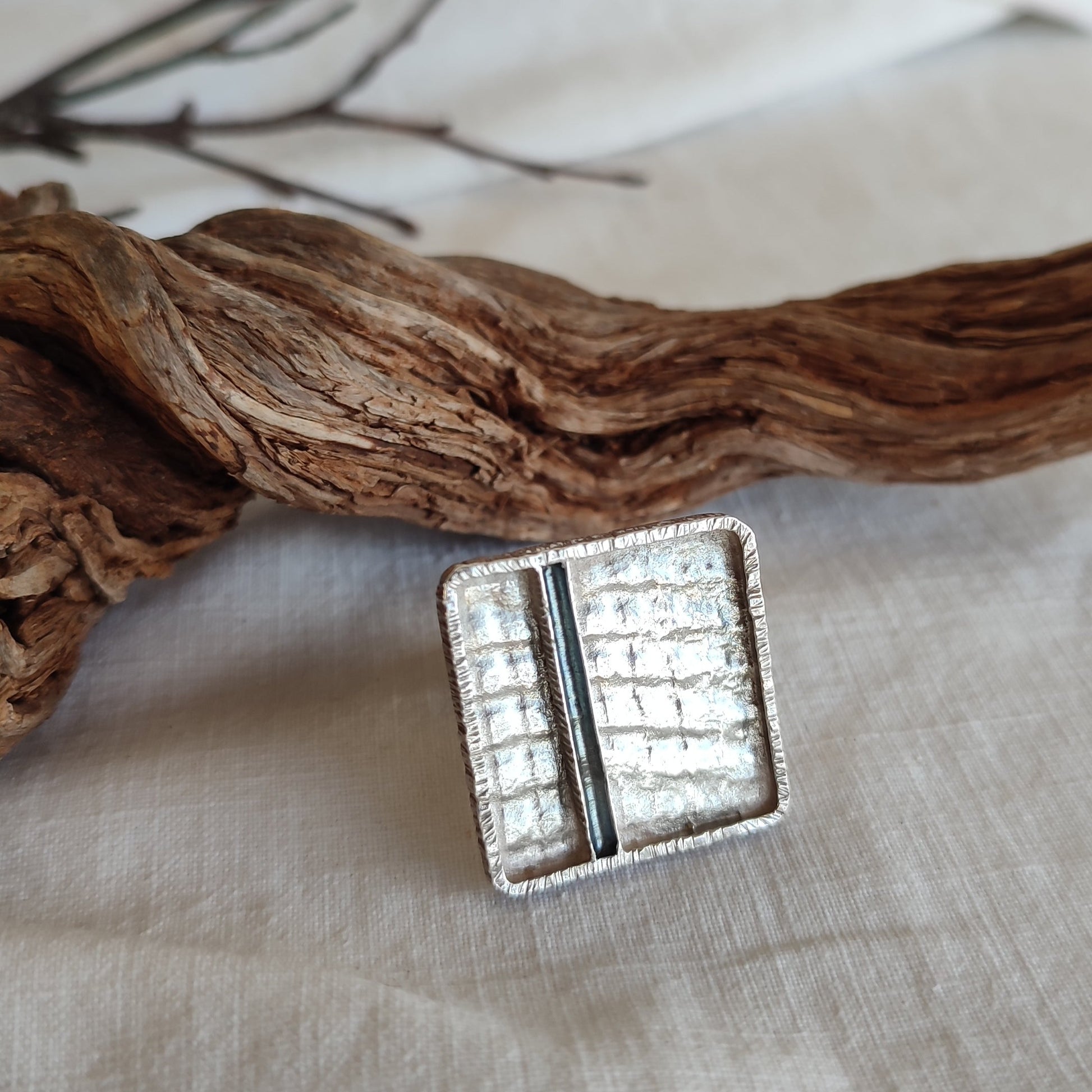 Silver square ring
