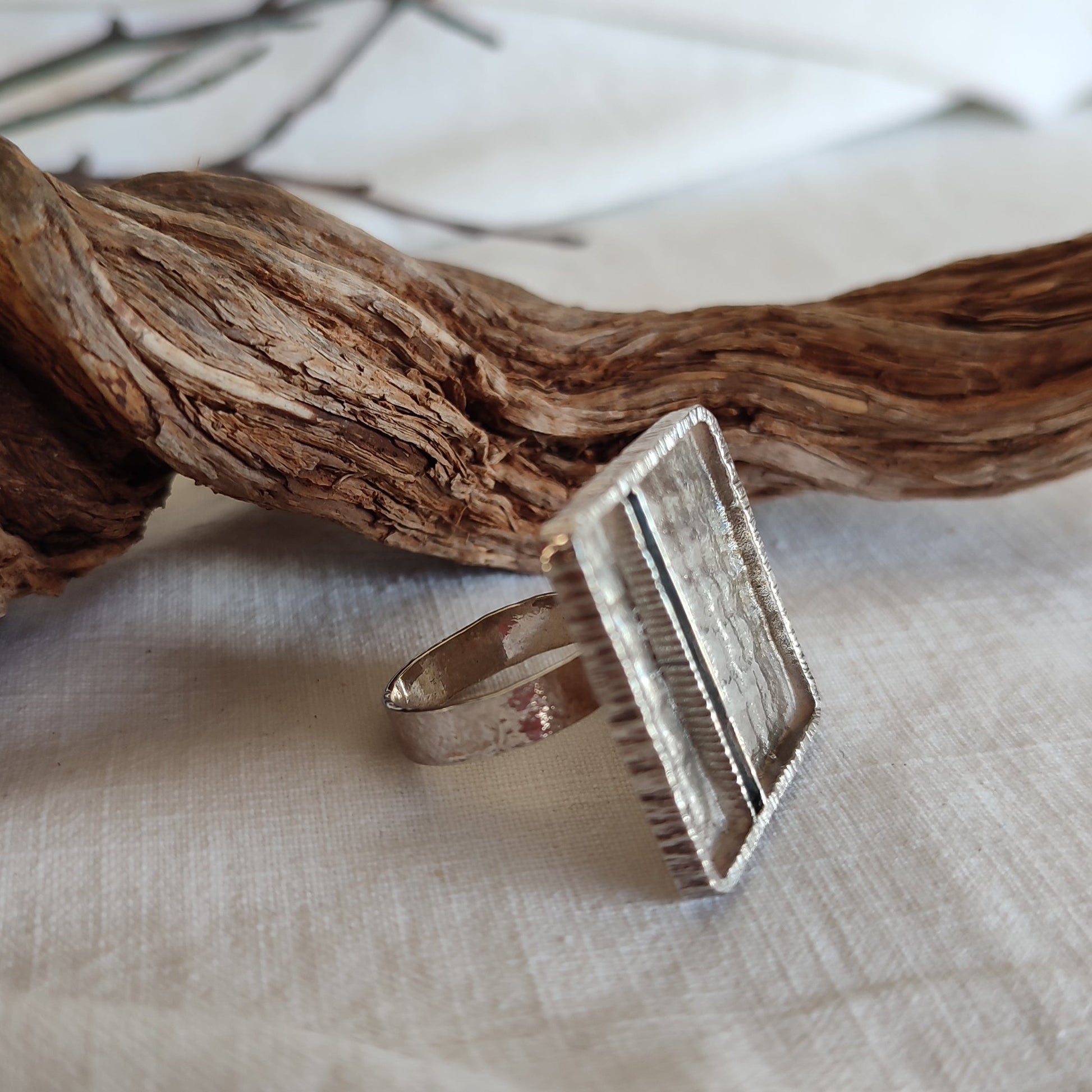 Silver square ring