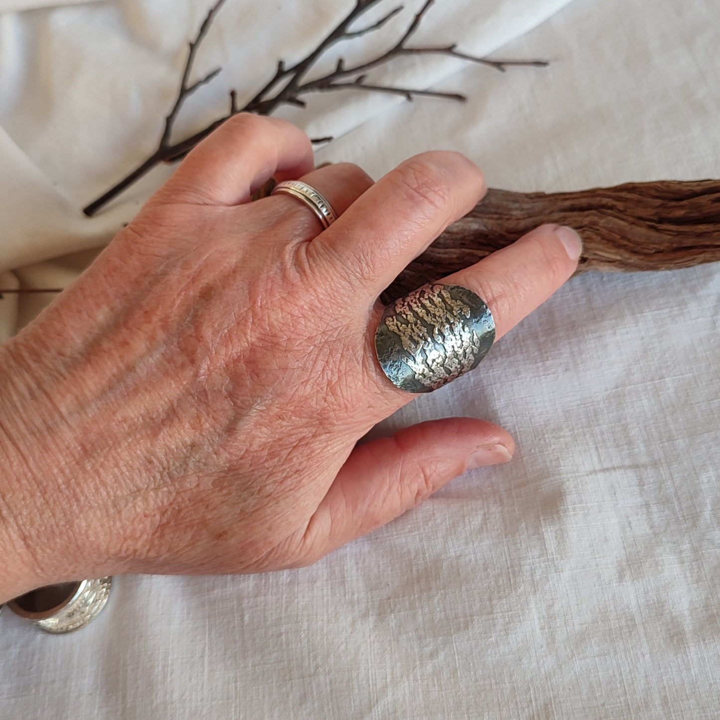 Oxidized silver ring