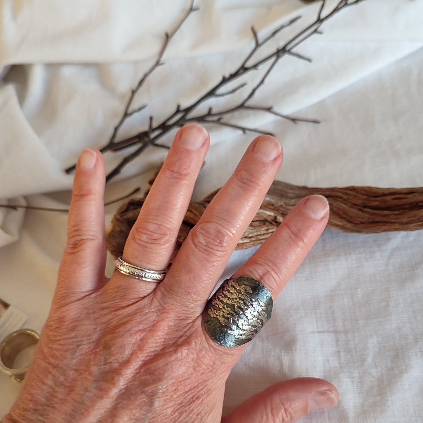 Oxidized silver ring